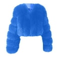 thumbnail image 1 of Women Fluffy Faux-Fur Coat Long Sleeve Cropped Puffer Jacket Winter Warm Fuzzy Loose Solid Color Outerwear (Blue L), 1 of 4