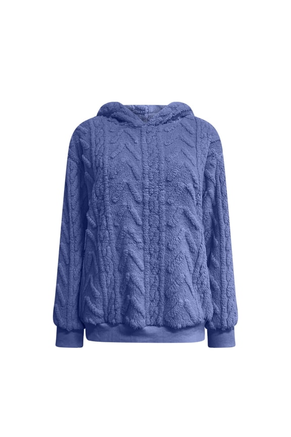 Women Fluffy Hoodie Fuzzy Fleece Pullover Sherpa Hooded Sweatshirt Winter Warm Teddy Soft Jumper Plush Comfy Hoodies Ladies Casual Loose Thick Sweatshirts Tops Plus Size 8-22