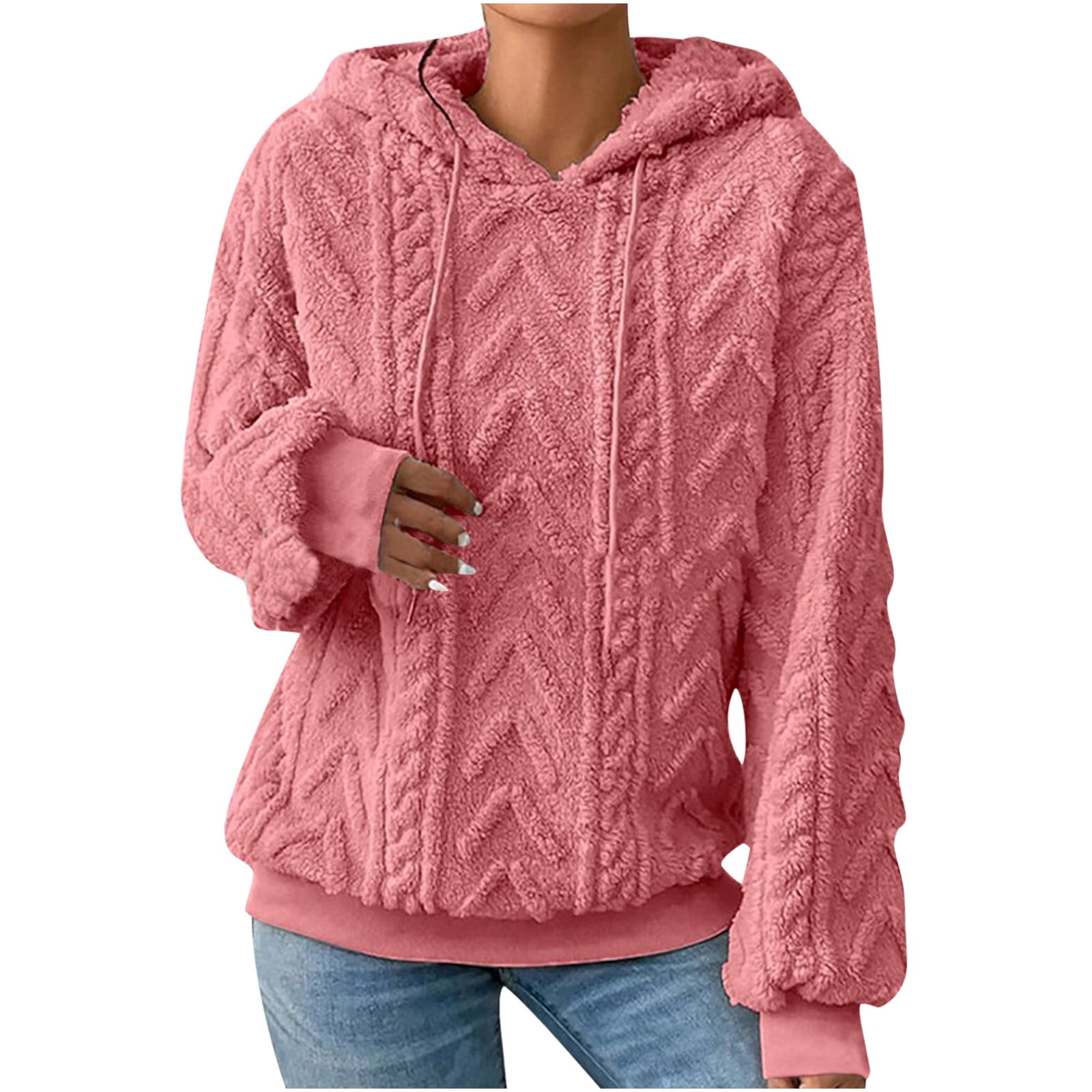 Soft fluffy hoodie women's deals
