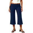 thumbnail image 1 of Women Fold Over Gaucho Pants Flowy Low Rise Wide Leg Capris Yoga Culottes Lounge Cropped Foldover Bottoms,L, 1 of 9