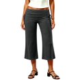 thumbnail image 1 of Women Fold Over Gaucho Pants Flowy Low Rise Wide Leg Capris Yoga Culottes Lounge Cropped Foldover Bottoms,M, 1 of 6