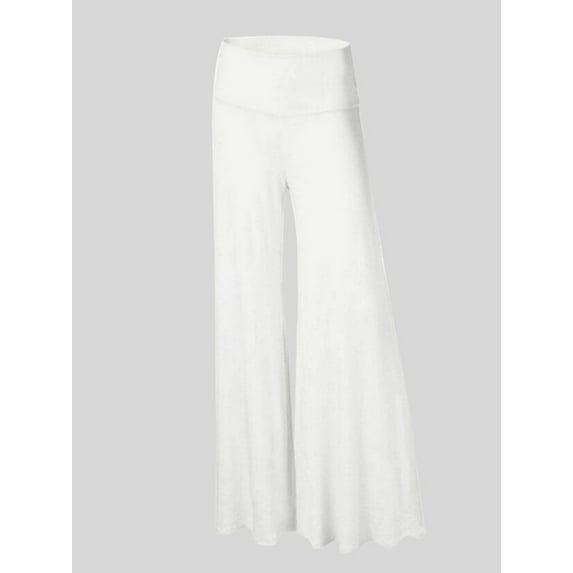 Women Fold Over High Waist Wide Leg Stretch Flare Leg Boot Cut Yoga Pants Leggings Palazzo Lounge Wear Pant Trousers