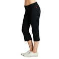 thumbnail image 1 of Women Fold Over Waistband Stretch Capri Length Flare Bottom Yoga Pants, 1 of 3