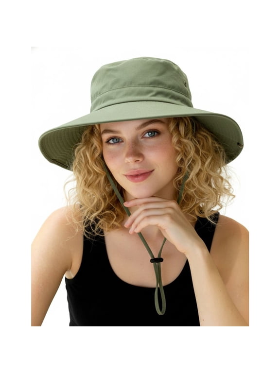 Women Fold-Up Wide Brim Sun Hat, Ponytail Breathable Cotton Summer Beach Gardening Hat