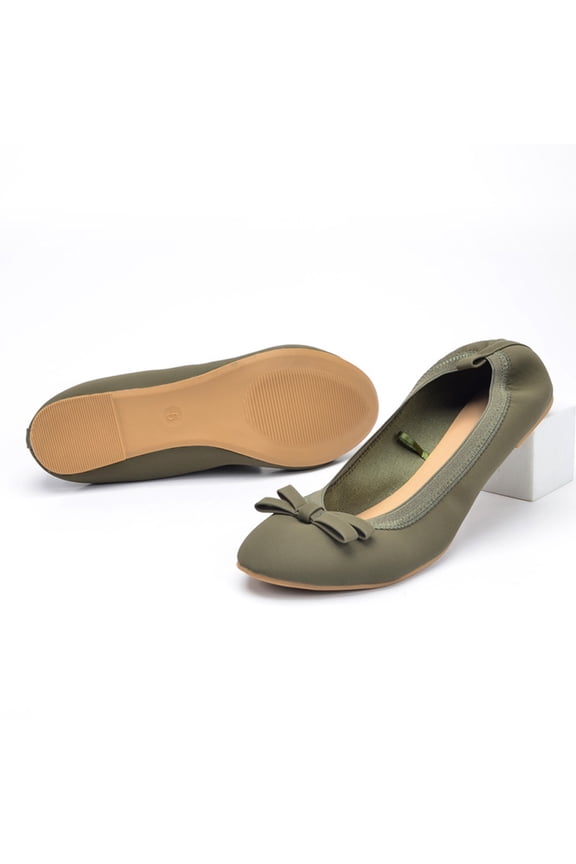 Women Foldable Ballet Flats, Soft Bow Flat Shoes, Lightweight Portable Flats