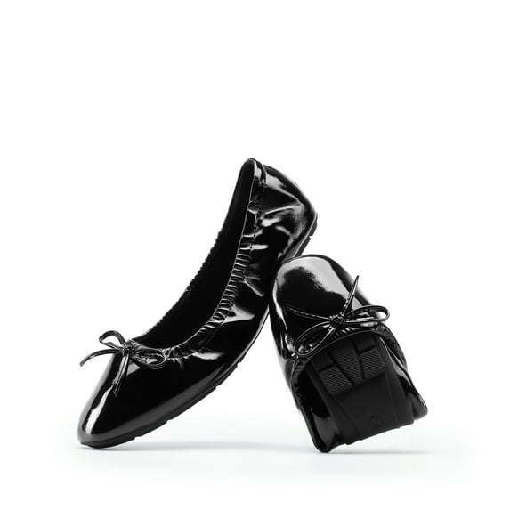 Women Foldable Flats Square Toe Ballet Shoes Bowknot Detail Comfortable Lightweight Slip On Dress Flats for Travel