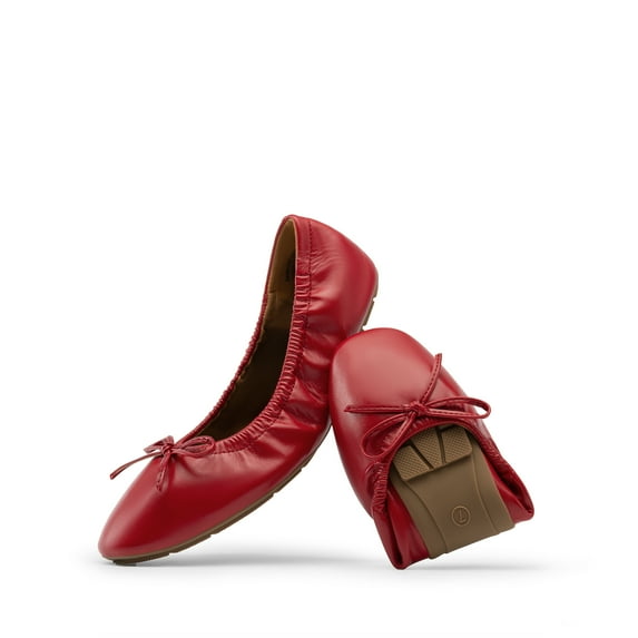 Women Foldable Flats Square Toe Ballet Shoes Bowknot Detail Comfortable Lightweight Slip On Dress Flats for Travel