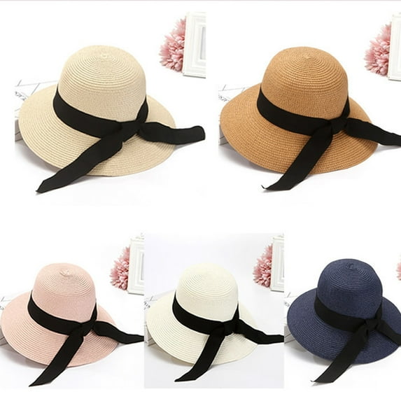 Women Foldable Floppy Wide Brim Straw Sun Hat Summer Beach Hat UV UPF 50+/Khaki