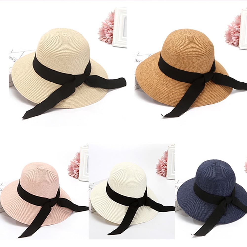 Women Foldable Floppy Wide Brim Straw Sun Hat Summer Beach  display picture 3