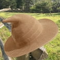 thumbnail image 1 of Women Foldable Large Brim Witch Hat Baberdicy Women'S Foldable Large Brim Witch Crochet Hat, Crochet Baseball Cap for Costume Brown Comfortable Halloween Witch Cap, 1 of 4