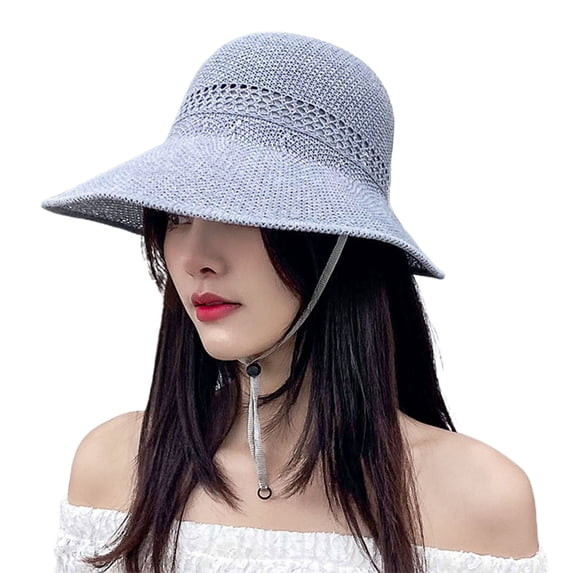 Women Foldable Wide Brim Straw Hats Roll Up Sun Visors Bow Summer Beach Hat