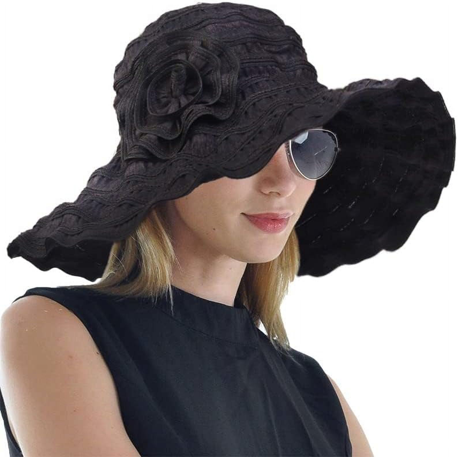 Women\'s Folding Vintage Outdoor Sun Hat UV Protection, Black Women Folding Vintage Outdoor Sun Hats for Beach Garden  main image 2