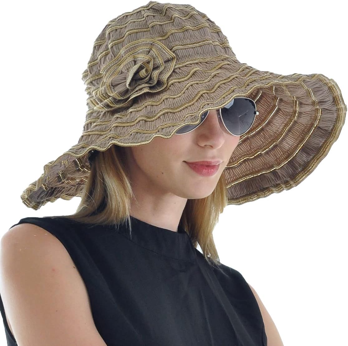 Women\'s Folding Vintage Outdoor Sun Hat UV Protection, brown Women main image 4