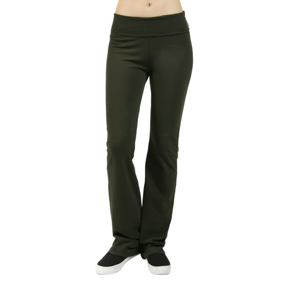 Women Foldover Yoga Athletic Flare Bottom Sweat Pants