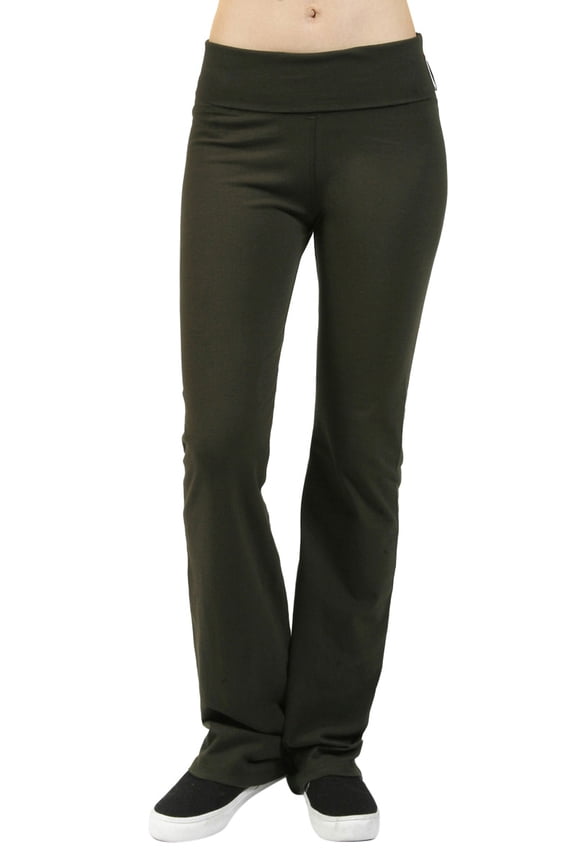 Women Foldover Yoga Athletic Flare Bottom Sweat Pants