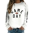 thumbnail image 1 of Women Football Sweatshirt Cute Funny Game Day Graphic Long Sleeve Crew Neck Tops 2025 Fall Trendy Relaxed Fit Blouses Z002-White M, 1 of 5