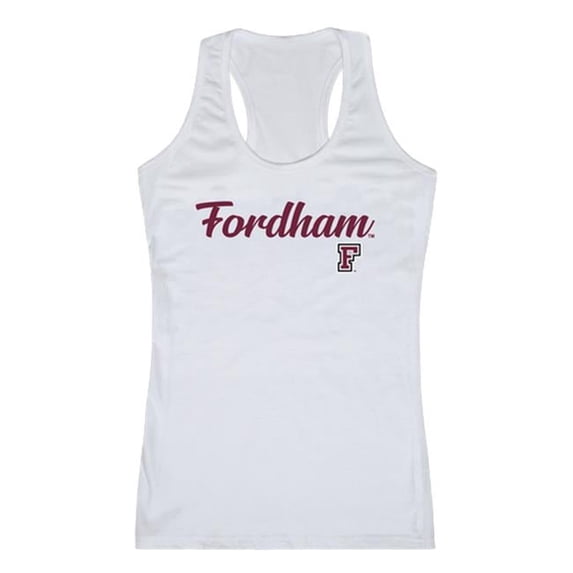 Women Fordham Rams Script Tank T-Shirt, White - Extra Large