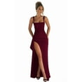 thumbnail image 1 of Women Formal Dresses Sleeveless Bodycon Ruched High Slit Maxi Dress Cocktail Prom Wine Red S, 1 of 6