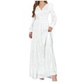 thumbnail image 1 of Women Formal Sequin Dresses - Evening Gowns Long Sleeve V-Neck Wedding Guest Sparkly Prom Long Maxi Dress Casual Dress for Women White S, 1 of 6