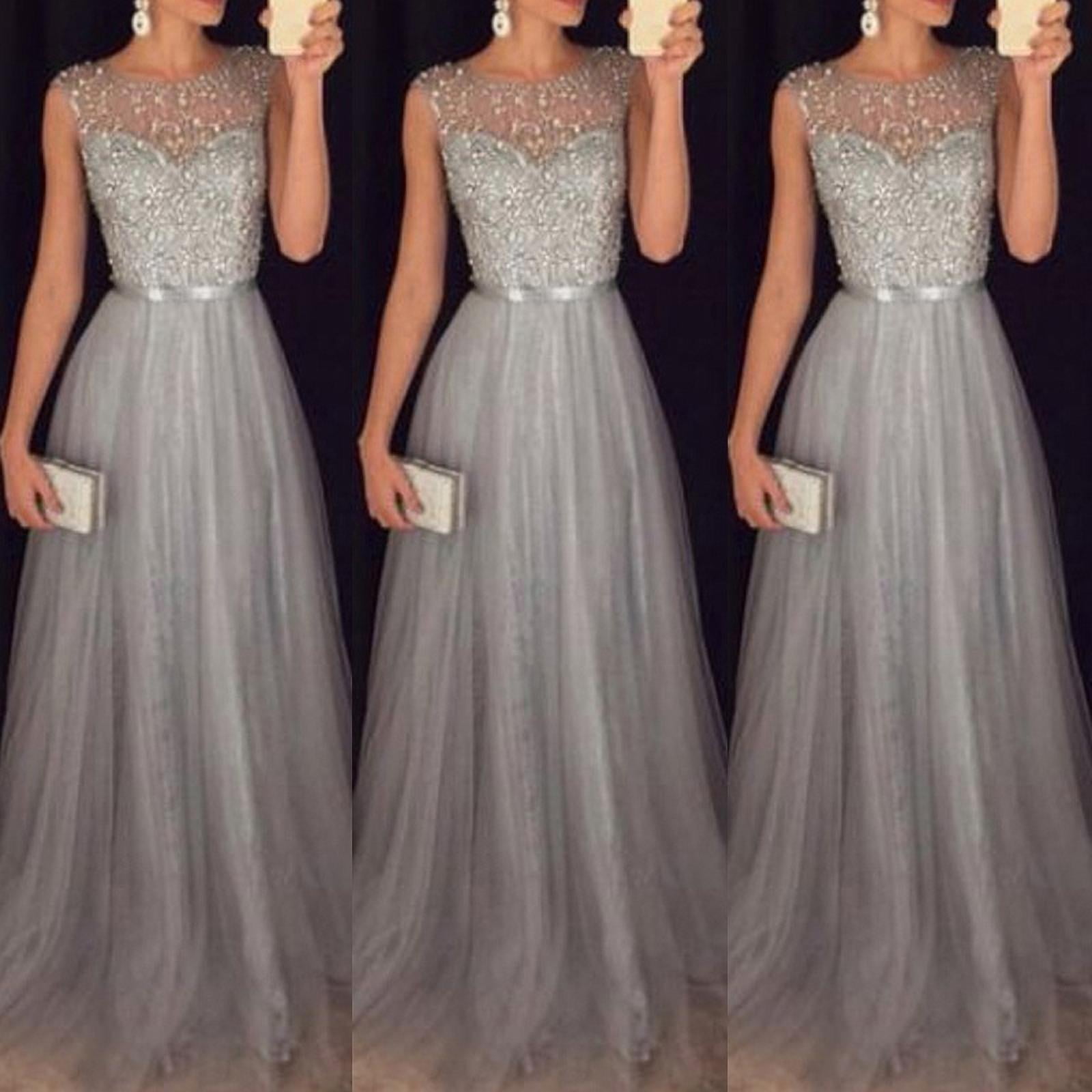 Sunisery Womens Formal Bridesmaid Dress Patchwork Lace V Neck Evening Party  Ball Gown Prom Cocktail Dresses 