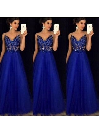 Sunisery Womens Formal Bridesmaid Dress Patchwork Lace V Neck Evening Party  Ball Gown Prom Cocktail Dresses 