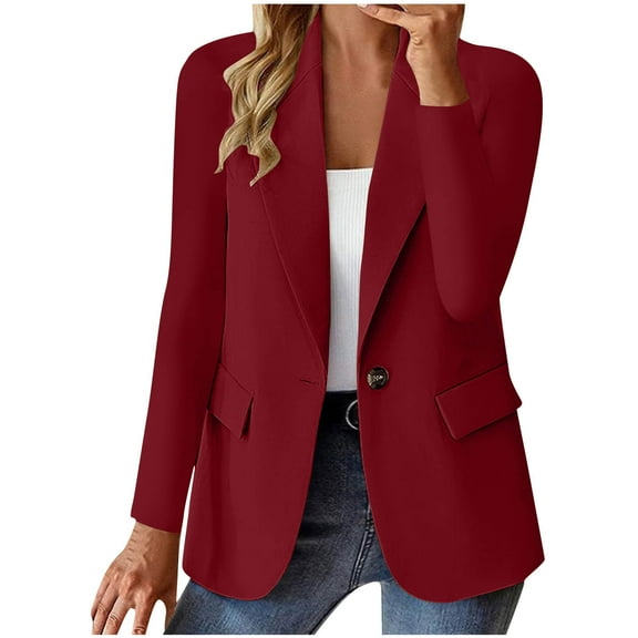 Women Casual Long Sleeve Blazer Classic Lapel Neck Slim Formal Dressy Single Button Work Business Suit Jackets 2025