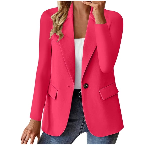 Women Formal Work Blazer One Button Open Front Long Sleeve Business Casual Jackets Solid Dressy Wear to Office 2025