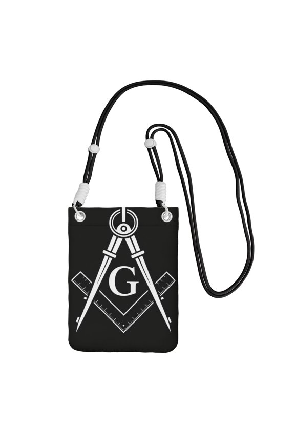 Women Freemason Square Compass Logo Small Cell Phone Crossbody Bag Adjustable And Detachable Shoulder Strap