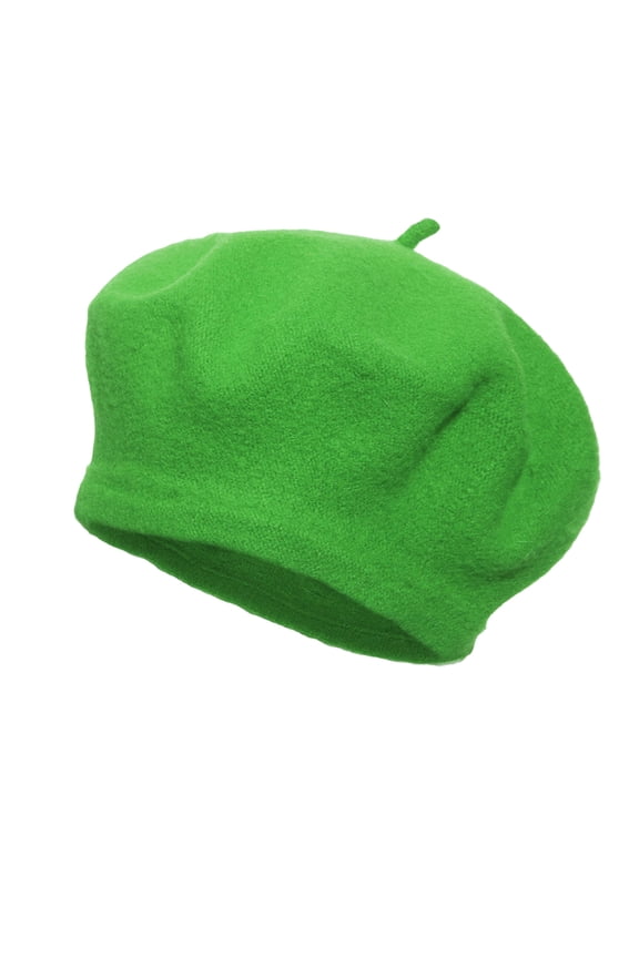 Women French Beret Hat Winter Warm Wool Artist Beanie Cap Classic Fashion Beret For Ladies And Girls Light Green One Size