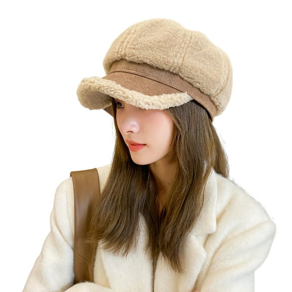 Women French Beret Newsboy Hat Winter Warm Visor Cabbie Cap Octagonal Woolen Painter Hat