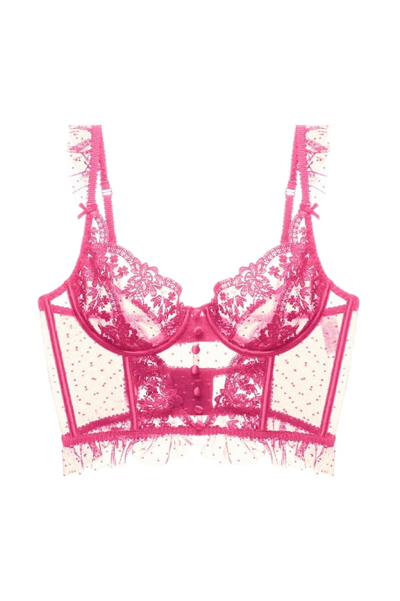 Women Sexy Push Up Bra French Corset Underwire Lace Embroidery Thin Fishbone Design Comfortable Support