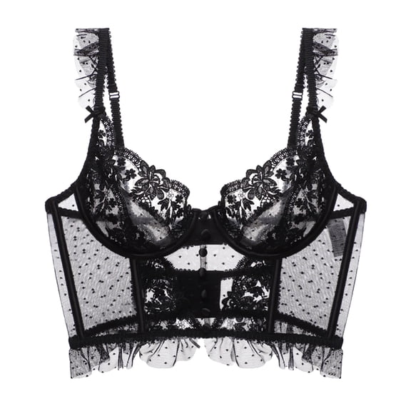Women Sexy Push Up Bra French Corset Underwire Lace Embroidery Thin Fishbone Design Comfortable Support