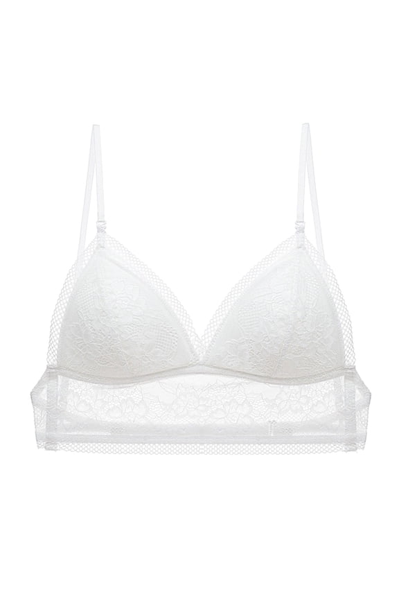 Women French Sexy U Back Thin Bra Lace Jacquard Triangle Cup No Underwire Comfortable Soft Supportive Elegant Stylish