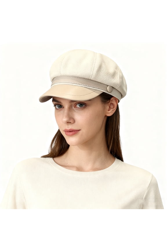 Women French Beret Hats Women Retro Classic Visor Newsboy Cabbie Cap Beret Hats with Flower Buckle for Woman Beige Beret