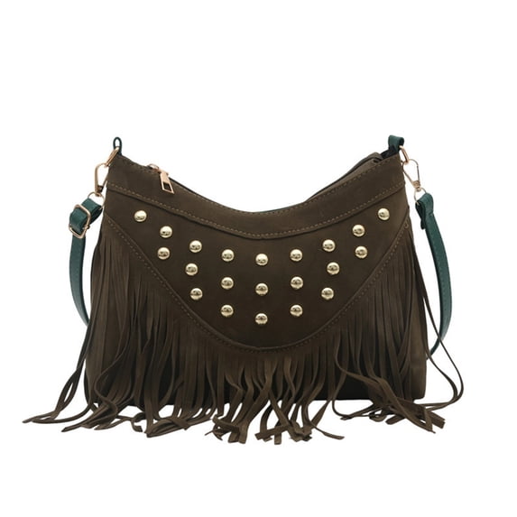 Women Fringe Hobo Bag Western Purse Shoulder Bag Vegan Tassel Hippie Crossbody Bag