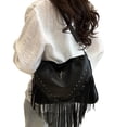 thumbnail image 1 of Women Fringe Hobo Bag Western Purse Shoulder Bag Vegan Tassel Hippie Crossbody Bag, 1 of 9