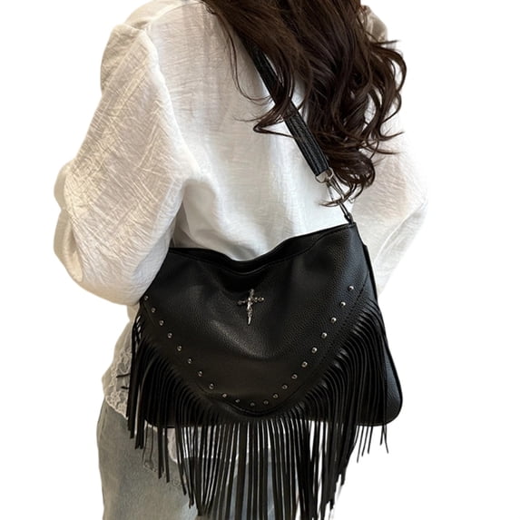 Women Fringe Hobo Bag Western Purse Shoulder Bag Vegan Tassel Hippie Crossbody Bag