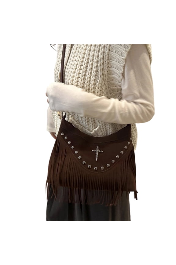 Women Fringe Hobo Bag Western Purse Shoulder Bag Vegan Tassel Hippie Crossbody Bag