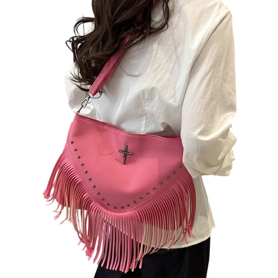 Women Fringe Hobo Bag Western Purse Shoulder Bag Vegan Tassel Hippie Crossbody Bag