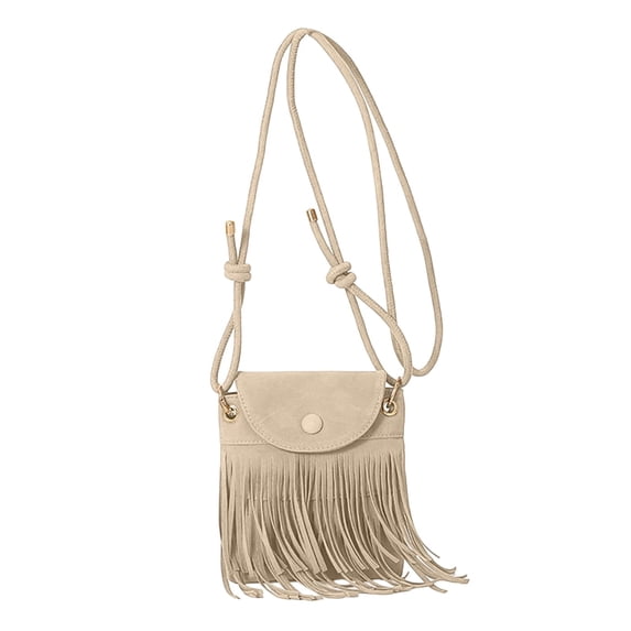 Women Fringe Messenger Bag Casual Crossbody Flap Tassel Shoulder Small Square Bags for Summer Vacation Outdoors Hiking Daily Use
