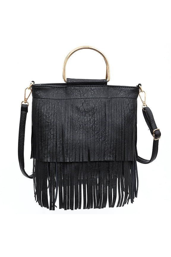 Women Fringe Tassel Crossbody Bag Leather Shoulder Bag Hobo Handbag