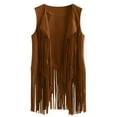 thumbnail image 1 of Women Fringe Vest Faux Suede Tassels Vintage Jackets Ethnic Style Dressy Outerwear Solid Sleeveless Cardigan, 1 of 5