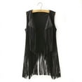 thumbnail image 1 of Women Fringe Vest Leather Vintage Winter Western Country Cowgirl Vest Cardigan Waistcoat Gilet Long Femme Black XXXL, 1 of 5