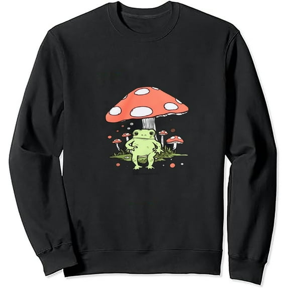 Women Frog Sweatshirt Kawaii Mushroom Cute Oversize Pullover Teen Girl Aesthetic Cottagecore Clothes Pocket Tops