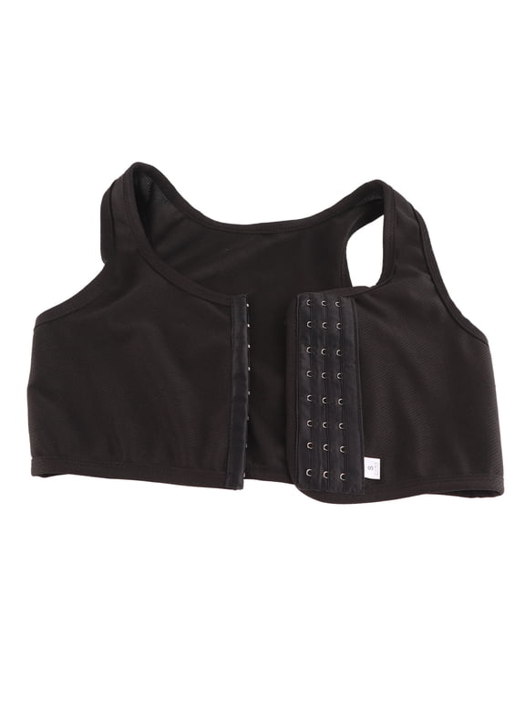 Women Front Buckle Chest Corset Quakeproof Breathable Slim Comfortable Women Breast Binder for Daily Sports Black S