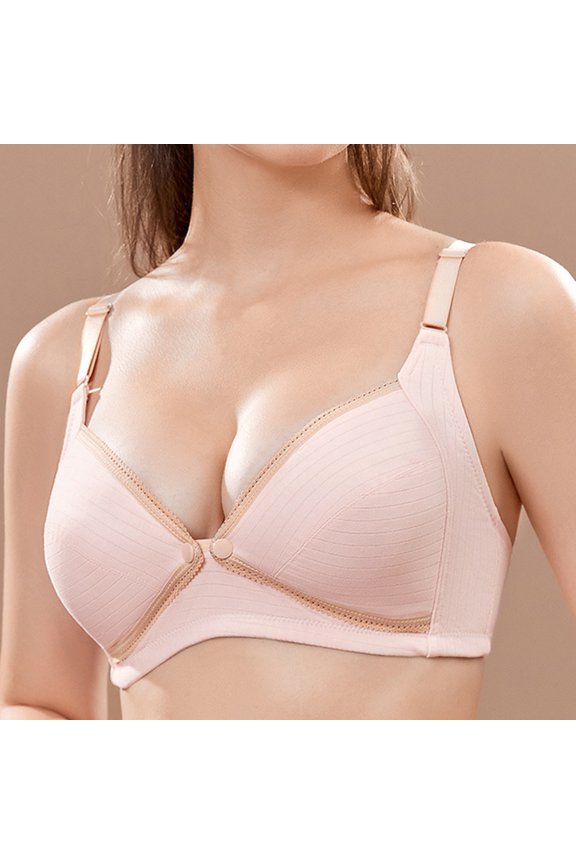 Women Front Buckle Postpartum Breastfeeding No Steel Ring Handed Underwear Bra Maternity Nursing Comfort Support, 80, Pink