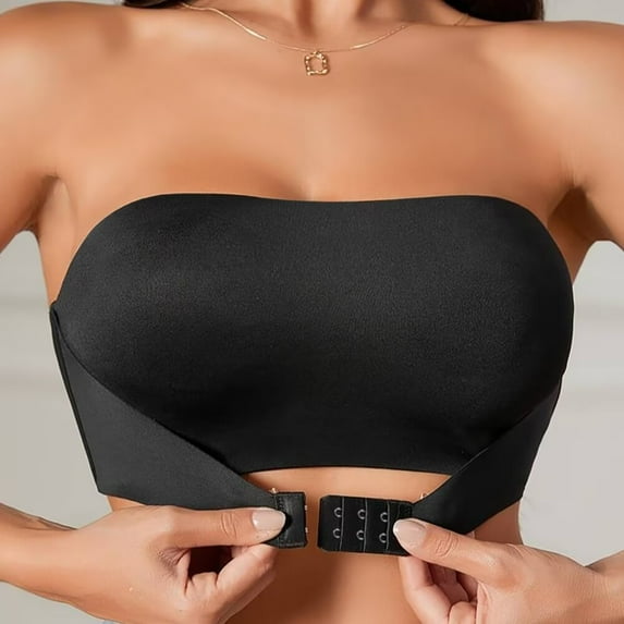 Women Front Buckle Strapless Bra Wireless Non Padded Bandeau Bra