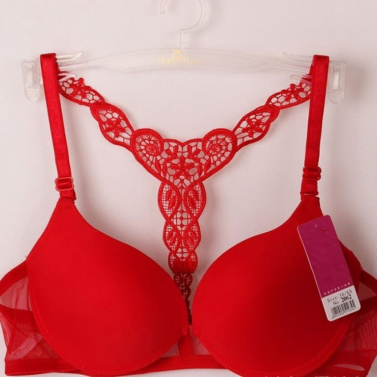 Women Wire-free Push Up Bra Seamless Front Closure Lace Butterfly