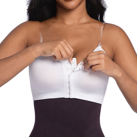Women Front Closure Bra JIANLAI ,Removable Thin Strap Support Bralette, Seamless Knit Longline Bustier Bra, Anti-Slip Daily Underwire Support Bra