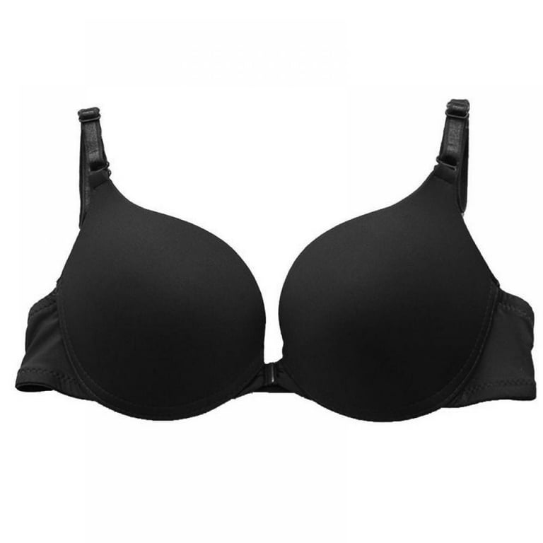 Women Front Closure Padded Seamless Bralette Lingerie Underwear Push Up  Bras Black 34B